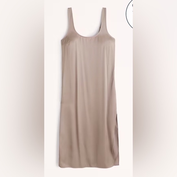 Taupe satin midi slip dress - Picture 1 of 3